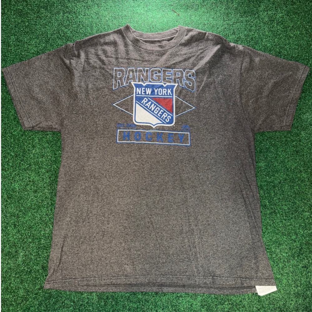Majestic New York Rangers Hockey T-Shirt Mens XL Gray Heather NHL Fan Tee